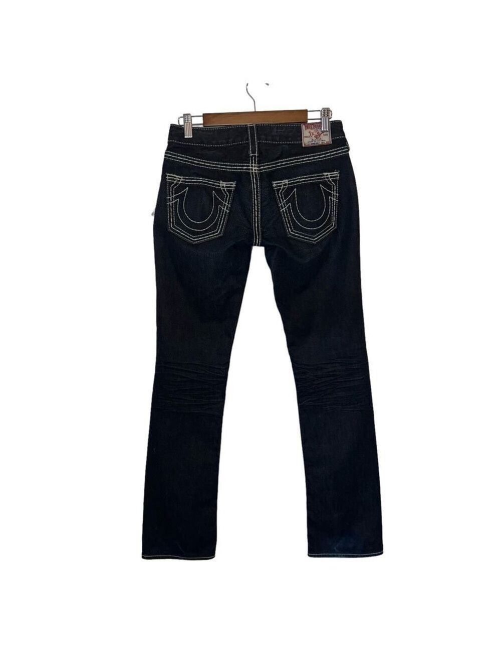 NWT True Religion Womens Johnny Big T Dark Wash Big Stitch Straight Leg Jeans 27 - Picture 3 of 13